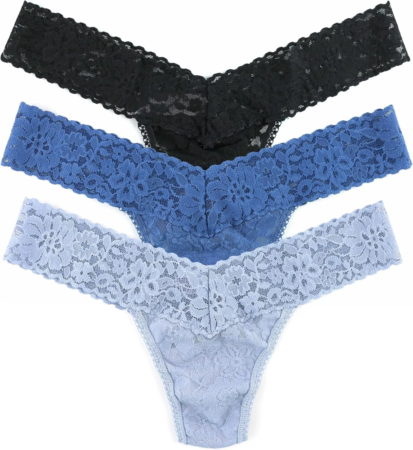 hanky panky - Daily Lace Low Rise Thongs for Women | 3 pack | Comfortable Seamless Underwear Lingerie | One Size (2-12)