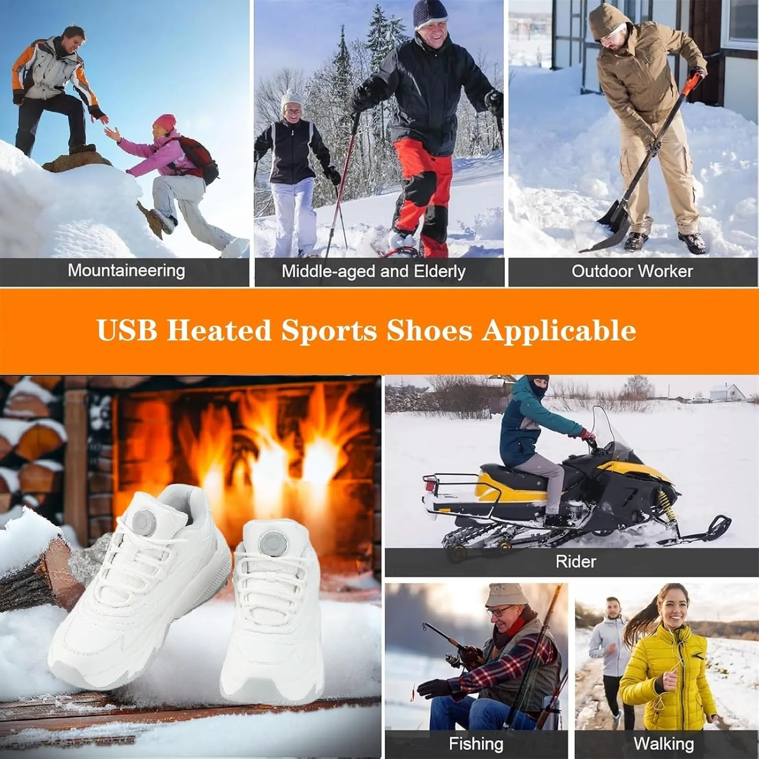 Heated Boots for Men Women Winter Waterproof Warm Snow Boots Rechargeable Electric Heating Boots Foot Warmers