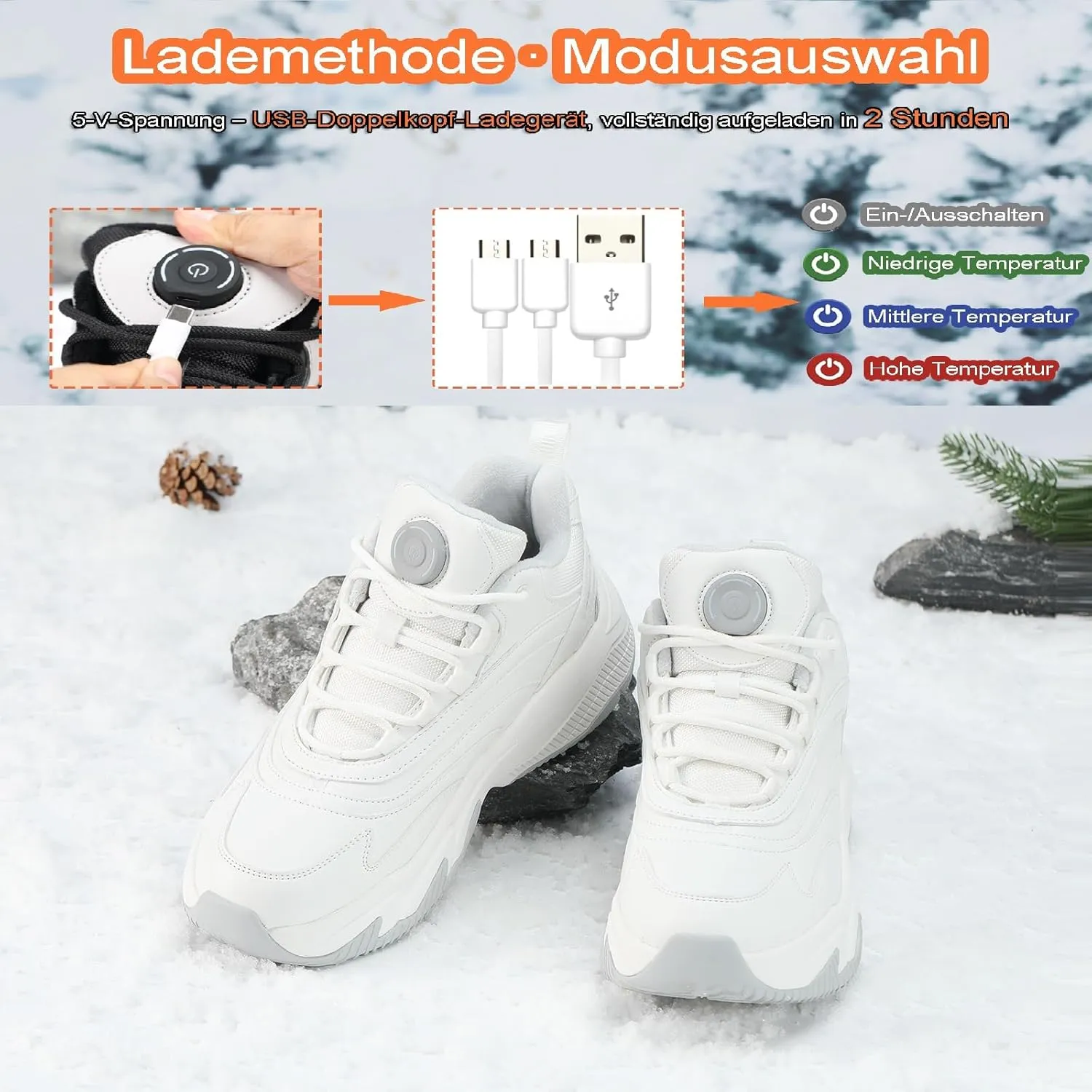Heated Boots for Men Women Winter Waterproof Warm Snow Boots Rechargeable Electric Heating Boots Foot Warmers