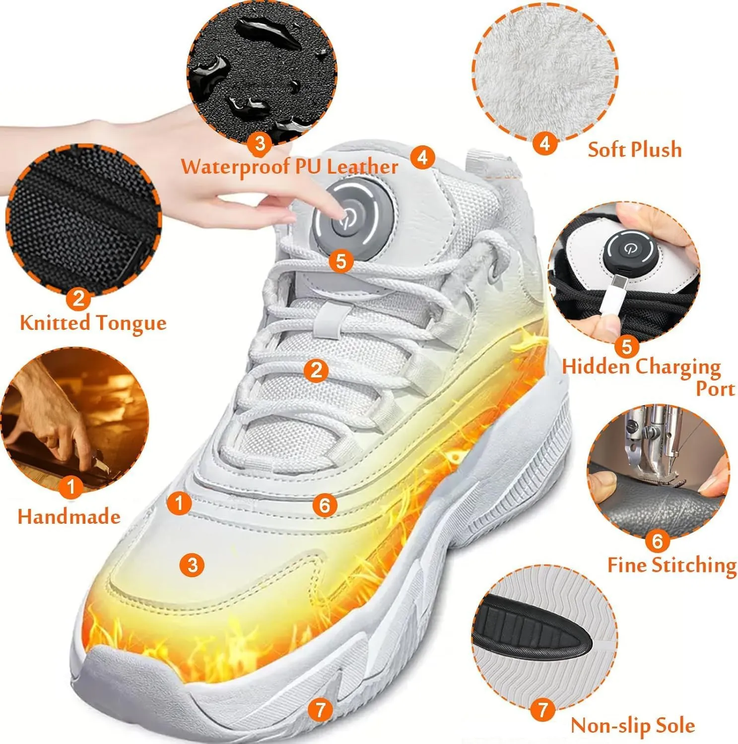 Heated Boots for Men Women Winter Waterproof Warm Snow Boots Rechargeable Electric Heating Boots Foot Warmers