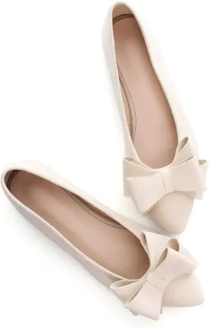 Hee grand Flat Shoes for Women Crystals Bowknot Pointed Toe Ballet Flats Comfortable Office Shoes Fashion Dress Shoes
