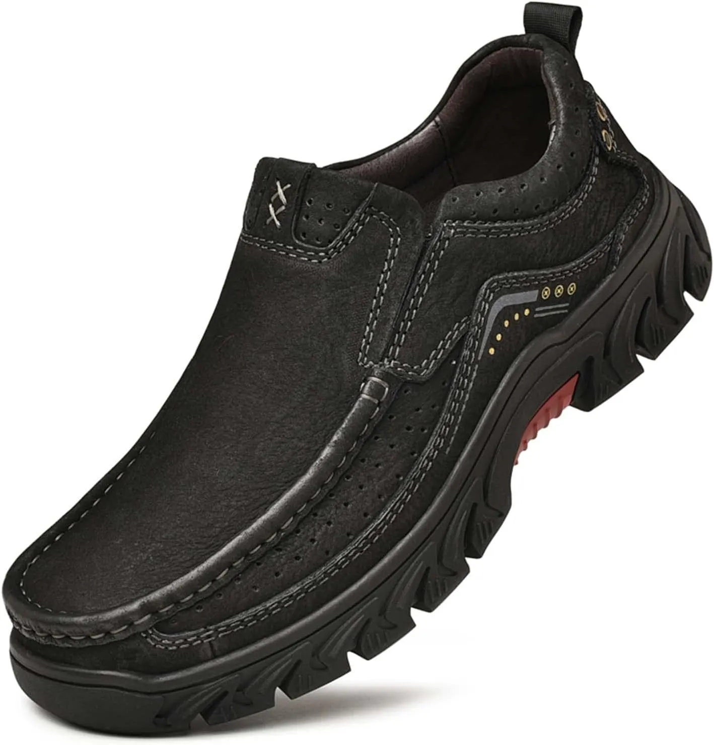 HESBITEUL Men's Leather Loafers Office Slip-on Shoes Casual Walking for Work Outdoor Trekking