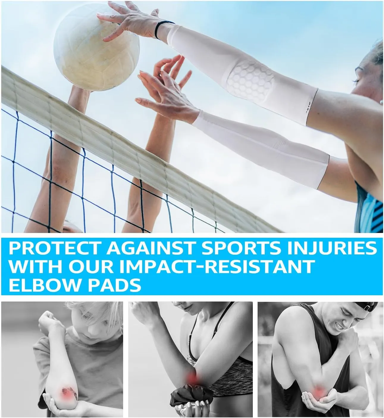 HiRui Elbow Pads for Teenagers Men Women, Elbow Brace Basketball Shooter Sleeves Arm Compression Sleeves