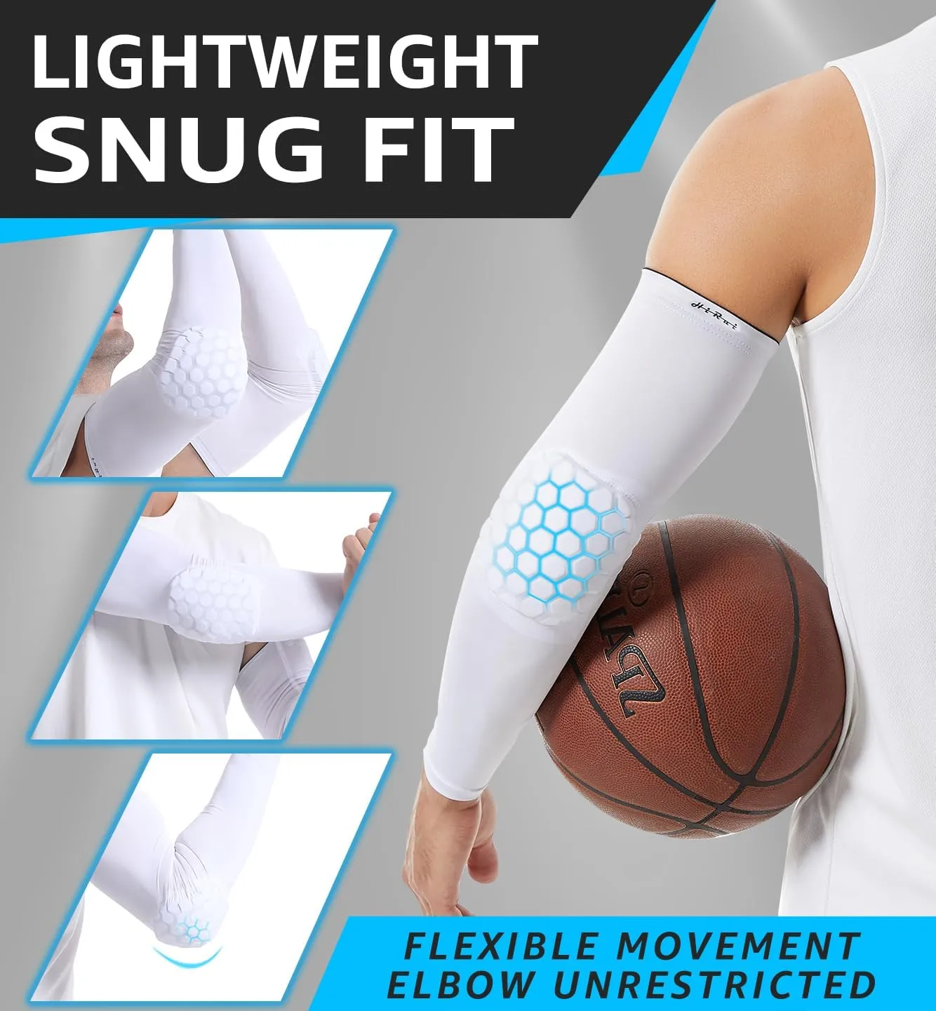 HiRui Elbow Pads for Teenagers Men Women, Elbow Brace Basketball Shooter Sleeves Arm Compression Sleeves