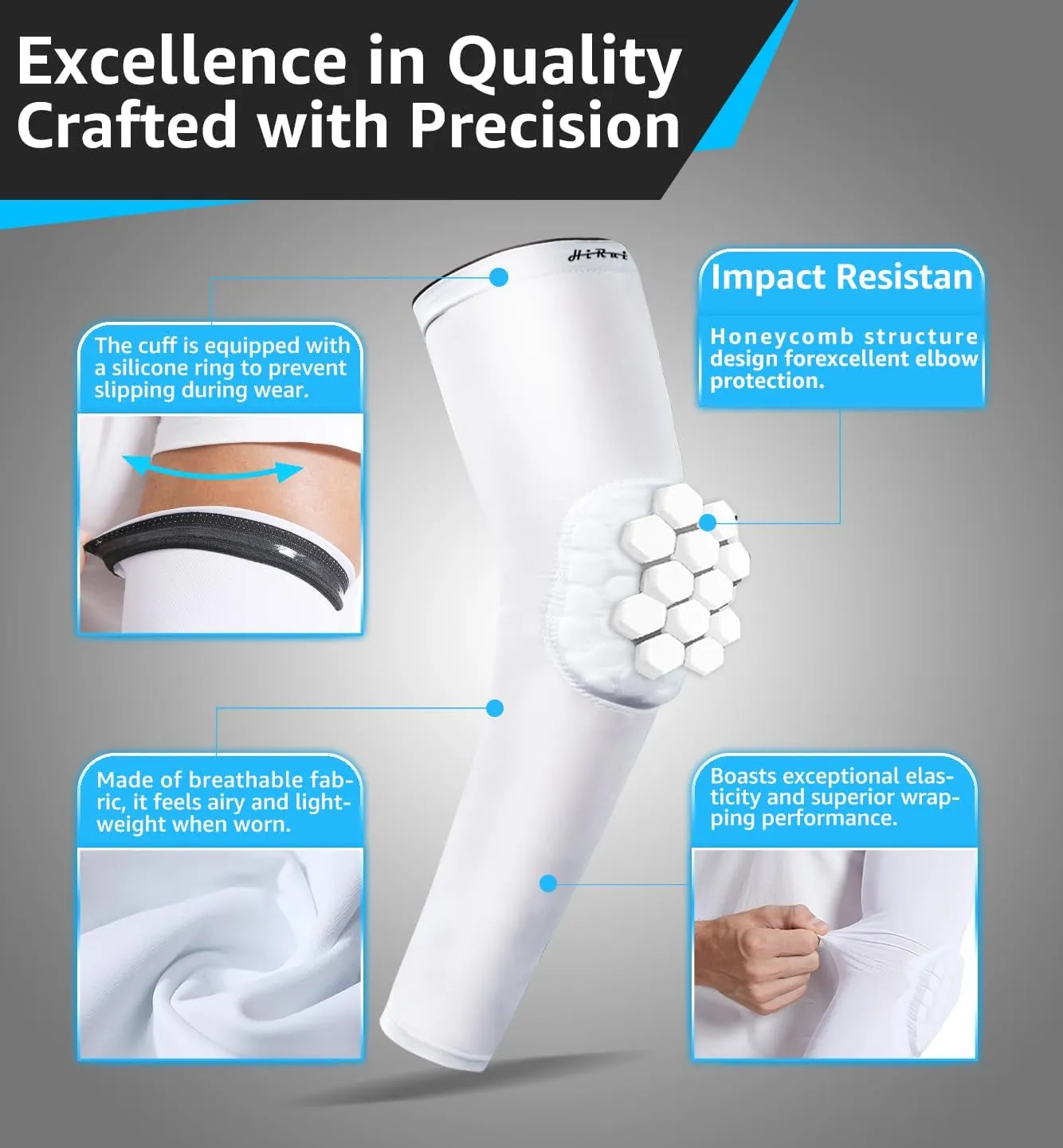 HiRui Elbow Pads for Teenagers Men Women, Elbow Brace Basketball Shooter Sleeves Arm Compression Sleeves