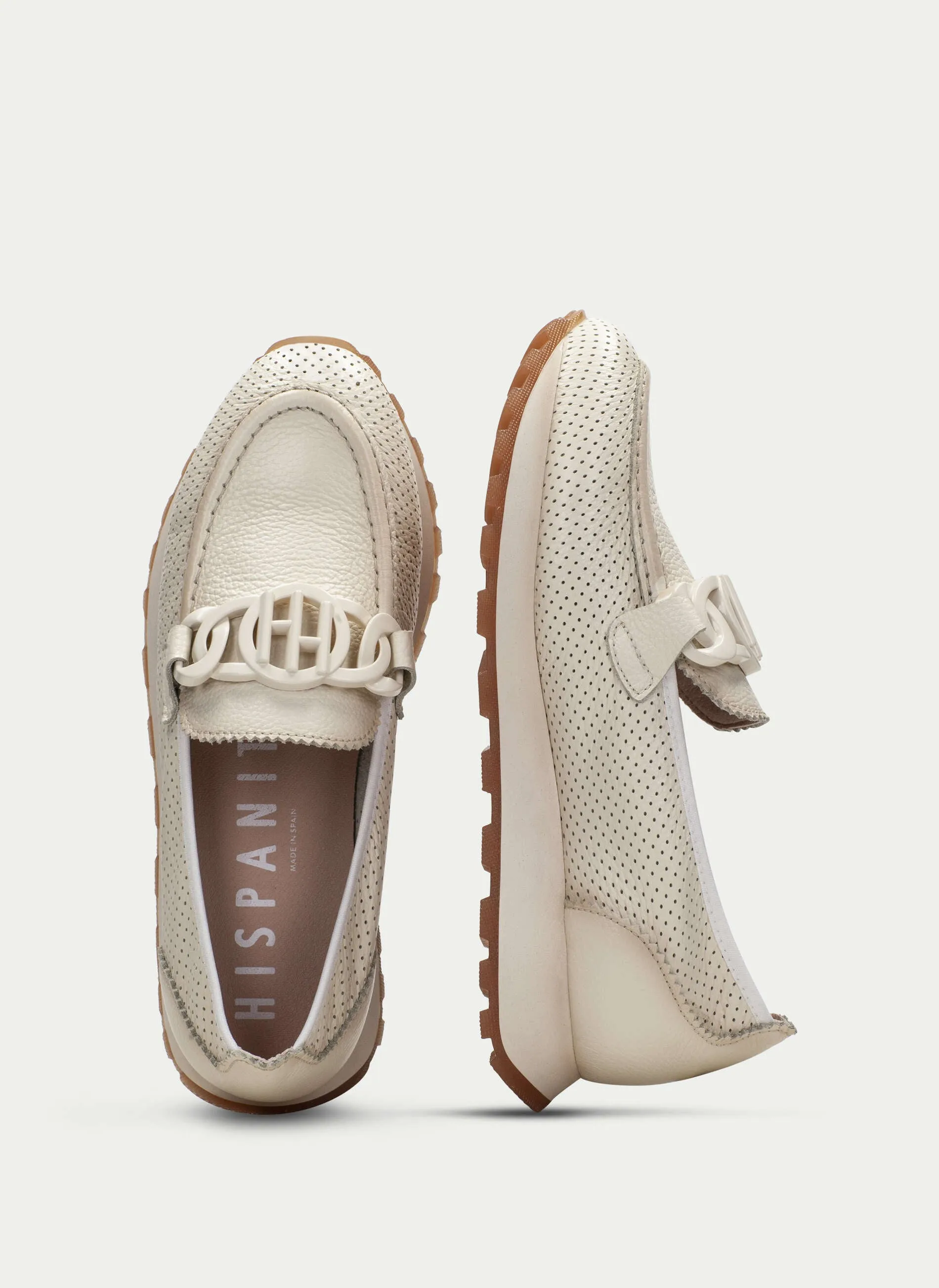 HISPANITAS - HV243432 LOAFER WITH CHAIN DETAIL - CREAM