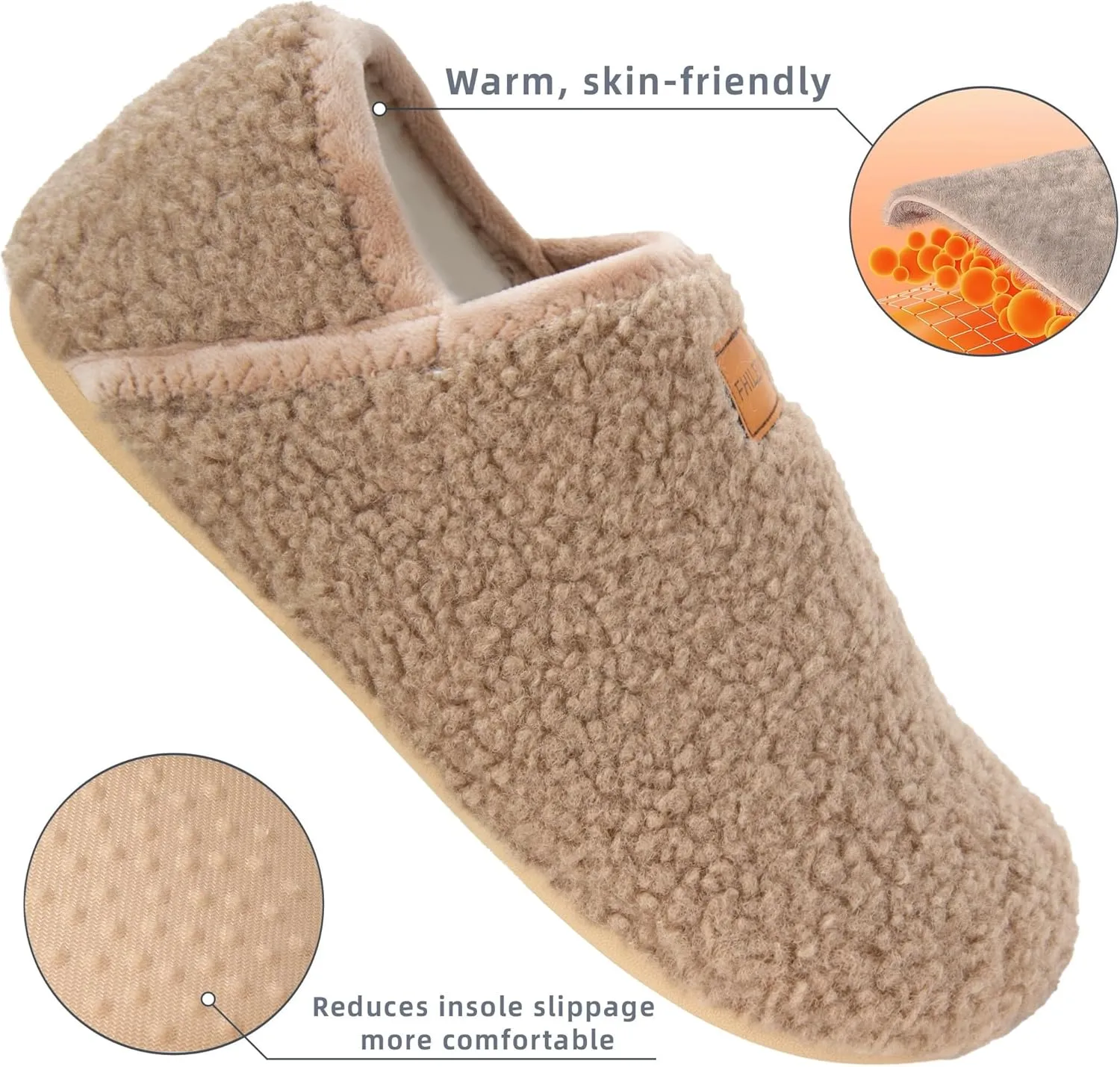 House Slippers for Women Soft-Lightweight House Shoes Men’s Furry Slippers Socks with Rubber Sole for Indoor Outdoor Use