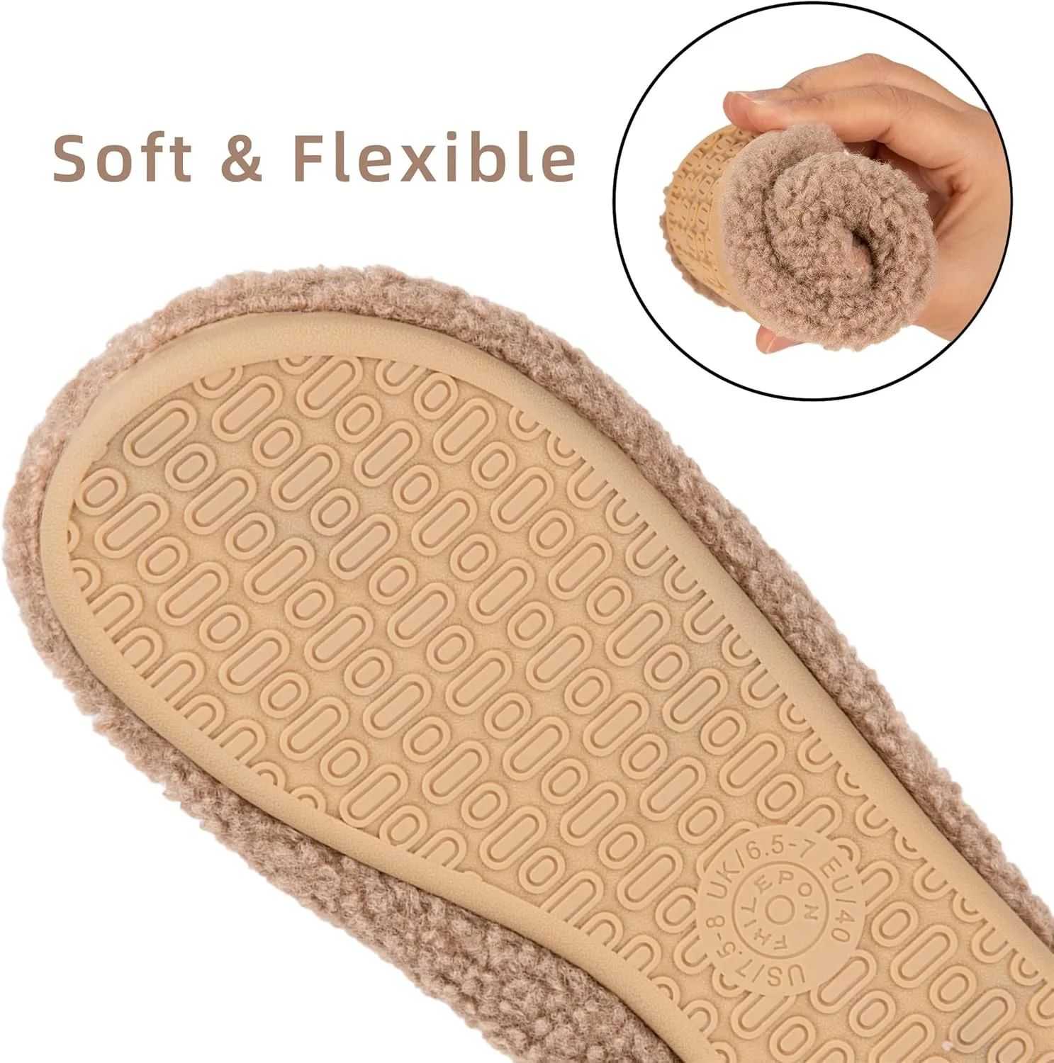 House Slippers for Women Soft-Lightweight House Shoes Men’s Furry Slippers Socks with Rubber Sole for Indoor Outdoor Use