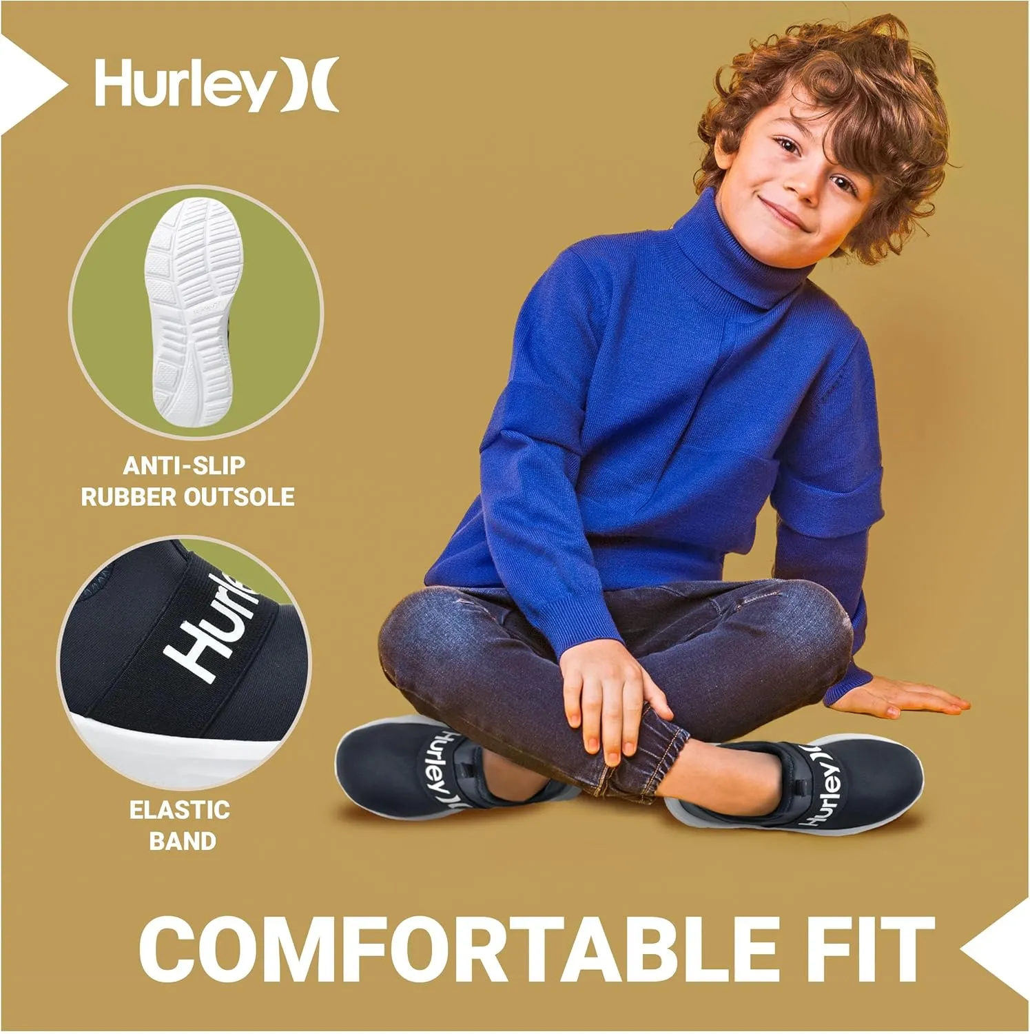 Hurley Camby Kids Slip On Canvas Sneakers – Low Cut Skateboarding Shoes for Kids, Running, Walking, Breathable Sports Shoes for Boys and Girls