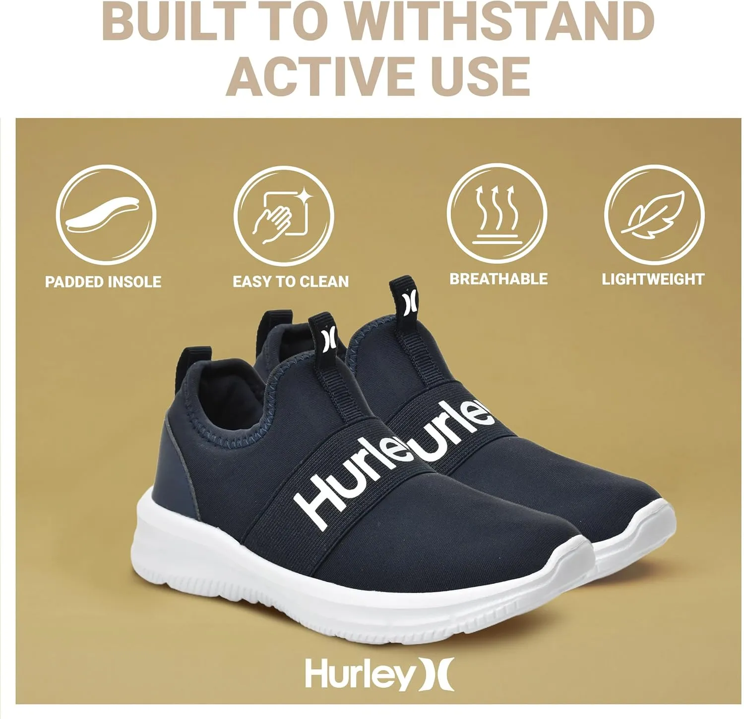 Hurley Camby Kids Slip On Canvas Sneakers – Low Cut Skateboarding Shoes for Kids, Running, Walking, Breathable Sports Shoes for Boys and Girls