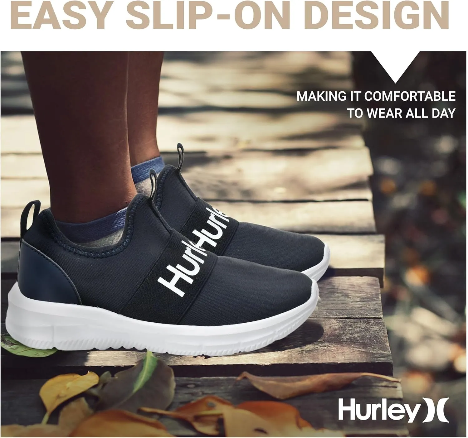 Hurley Camby Kids Slip On Canvas Sneakers – Low Cut Skateboarding Shoes for Kids, Running, Walking, Breathable Sports Shoes for Boys and Girls