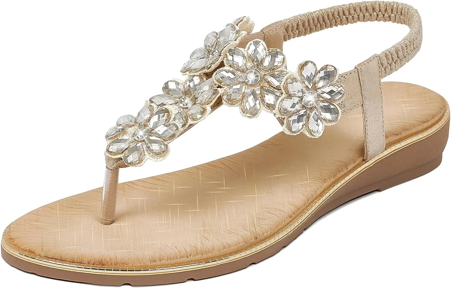 iCKER Women Sandals Rhinestone Dressy Casual Summer flat flip flops Comfortable Sandals