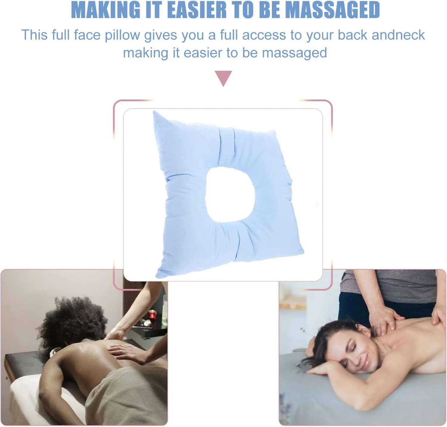 iplusmile 2 pcs Relax Salons for Salon Comfortable Pads Travel Cradle Massage Tables Washable Table Flight Face Reusable Blue Chair Beauty Bed Donut Down Headrest Parlors Body O-Shaped Hole