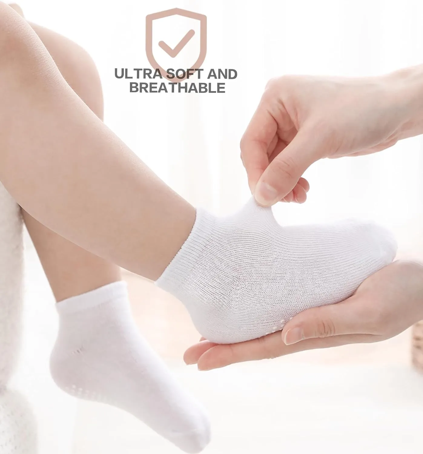 JAKIDAR 12 Pair Baby Toddler Socks Non-Slip Grip Cotton Ankle Socks for Boys Girls Non Skid Soles for Infants Kids