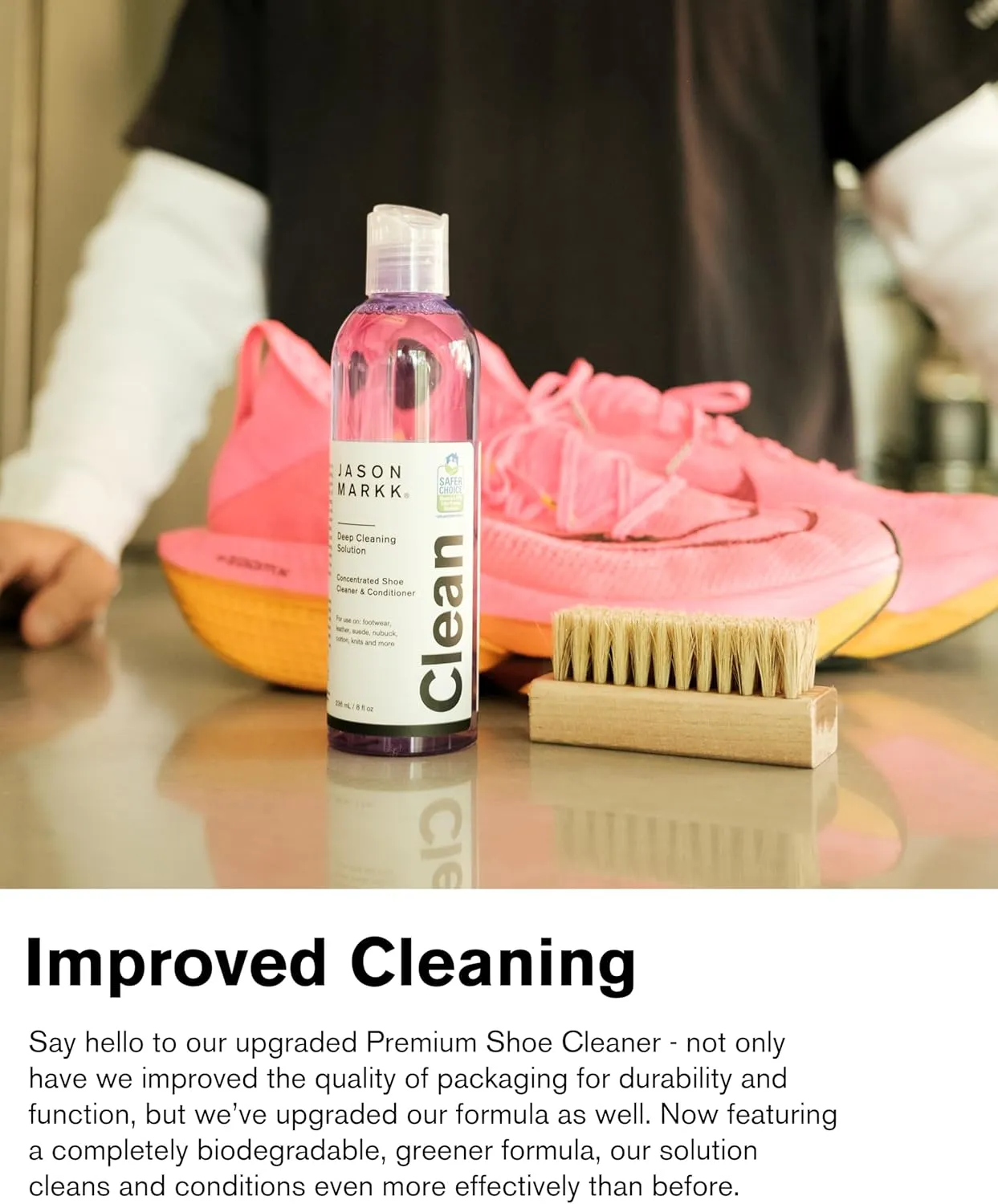 Jason Markk Shoe Cleaning Brush and 8 Ounce Shoe Cleaner Bundles