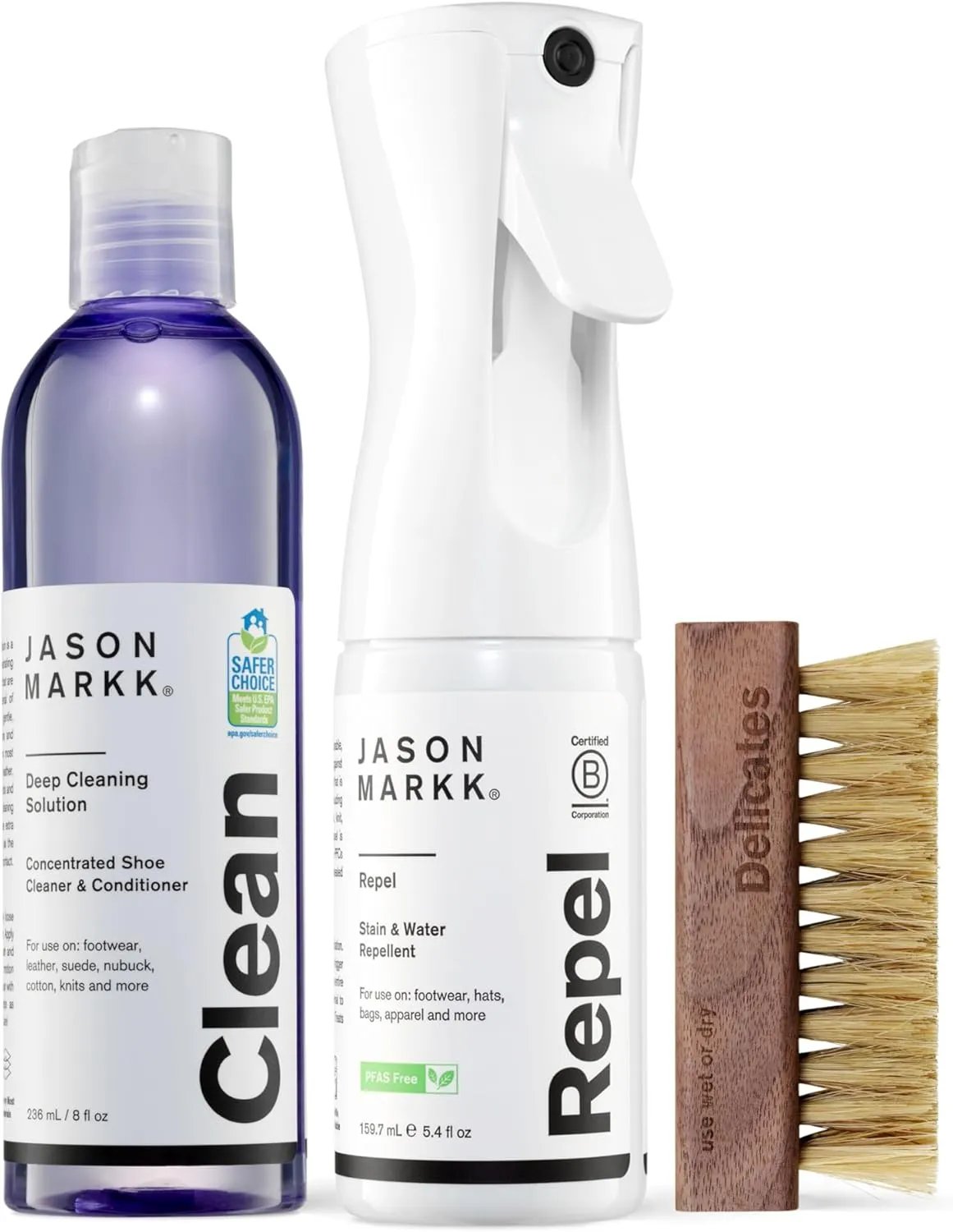 Jason Markk Shoe Cleaning Brush and 8 Ounce Shoe Cleaner Bundles
