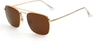 JIM HALO Retro Square Aviator Sunglasses Premium Glass Lens Flat Metal Eyewear Men Women