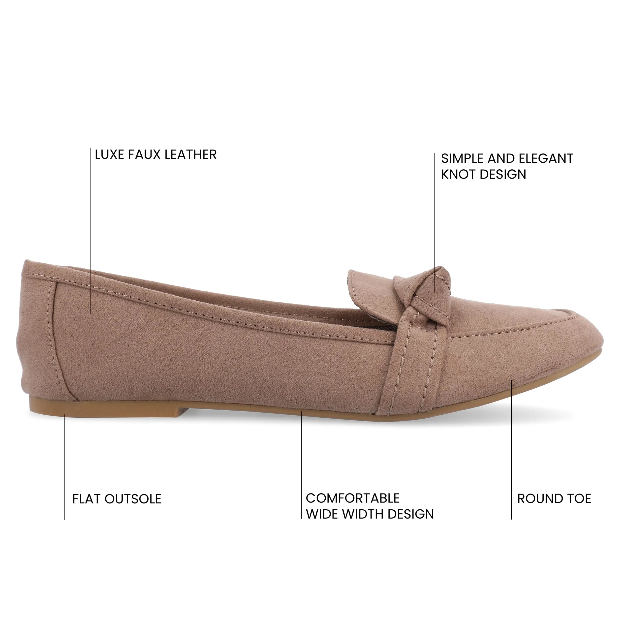 Journee Slip-On Knotted Loafer Flat for Women - Comfortable Marci Round Toe Fashion Dress Shoe