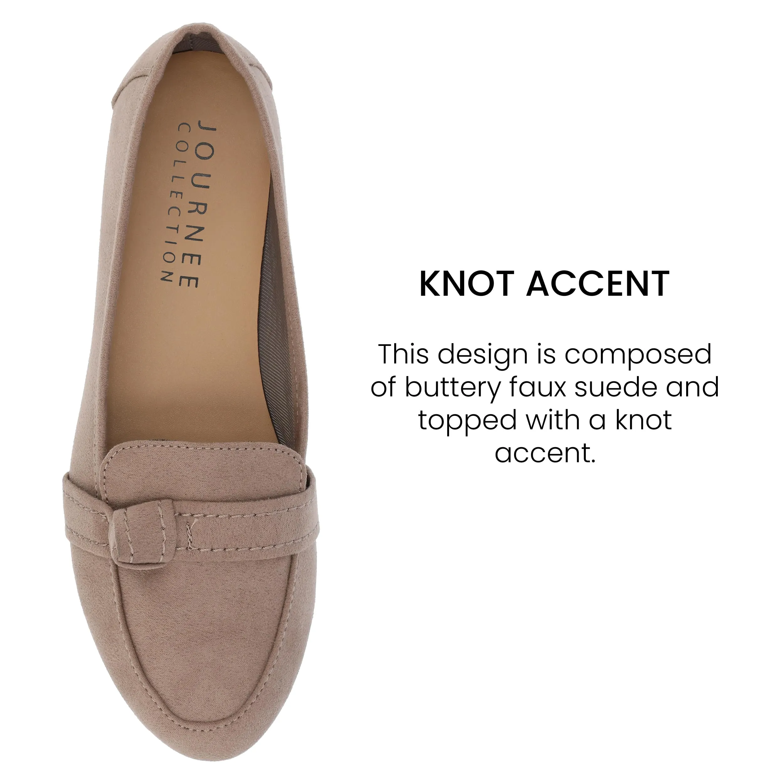 Journee Slip-On Knotted Loafer Flat for Women - Comfortable Marci Round Toe Fashion Dress Shoe