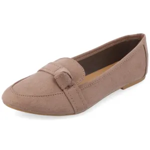 Journee Slip-On Knotted Loafer Flat for Women - Comfortable Marci Round Toe Fashion Dress Shoe