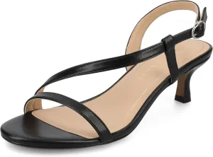 Journee Womens cushioned footbed Jemry Kitten Heel Faux Leather Open Toe Ankle Buckle 2-3 Inch Heel