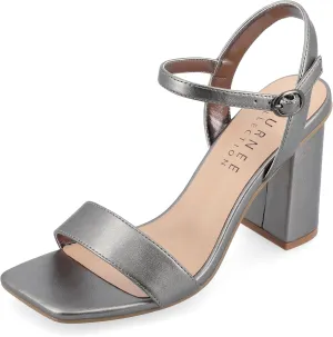 Journee Womens Open Square Toe Band Chunky Block Heel Buckle Ankle Strap Pump Padded Tivona Dress Sandal