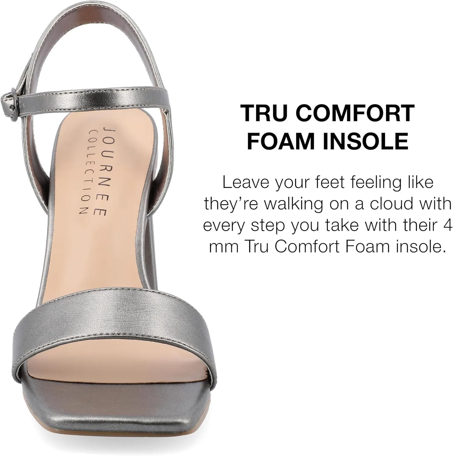 Journee Womens Open Square Toe Band Chunky Block Heel Buckle Ankle Strap Pump Padded Tivona Dress Sandal