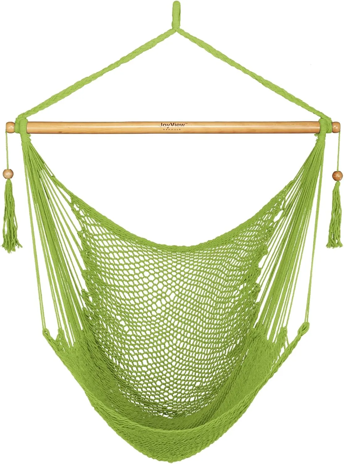JoyView Hammock Chair with Spreader Bar Caribbean Hammock Swing Chair 300 LBS Weight Capacity XL Rope Hanging Chair for Outdoor Indoor Garden Yard - Light Green