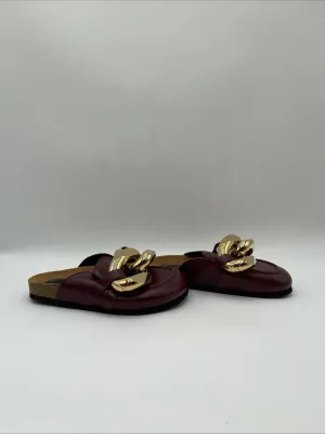 JW Anderson Women’s Chain Loafer Mules Burgundy Size 36 - Very Good