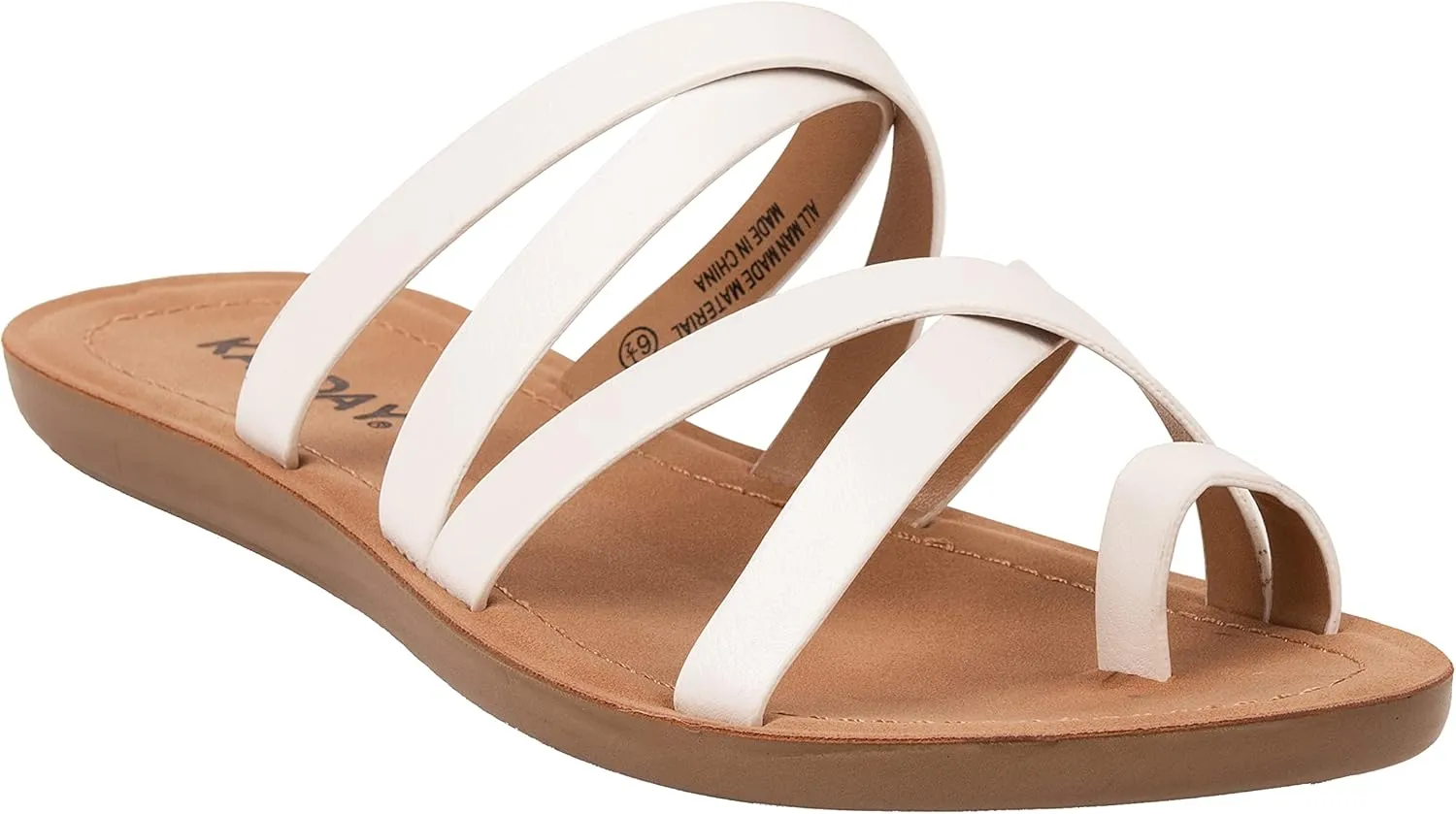 KAYDAY Womens Sandals Comfortable Slip On Flat Cross bands Toe Ring Fashion Flats HERO