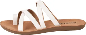 KAYDAY Womens Sandals Comfortable Slip On Flat Cross bands Toe Ring Fashion Flats HERO