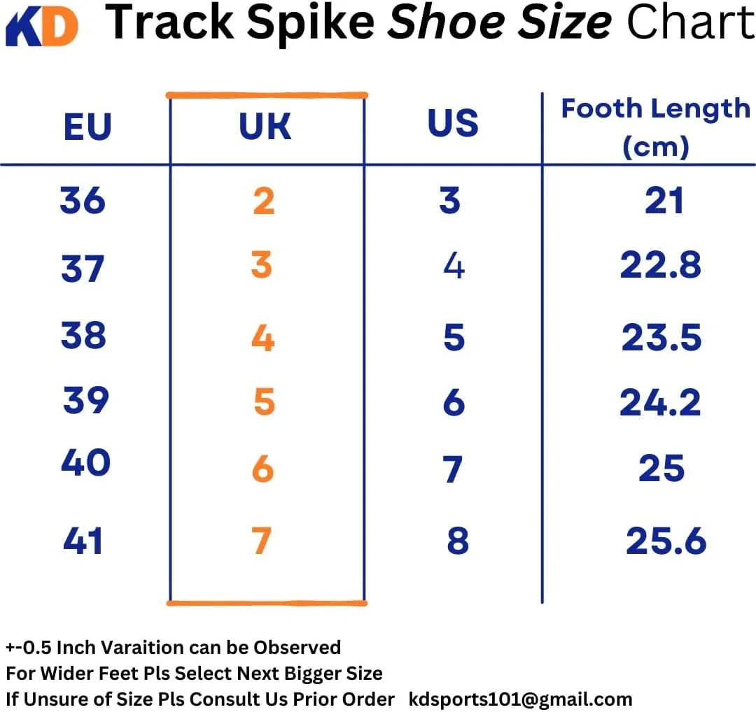 KD Vector Track Shoe Sprint Athletic Spike Long Jump Relay Running Shoe Hurdling (Size UK 2 - UK 10)
