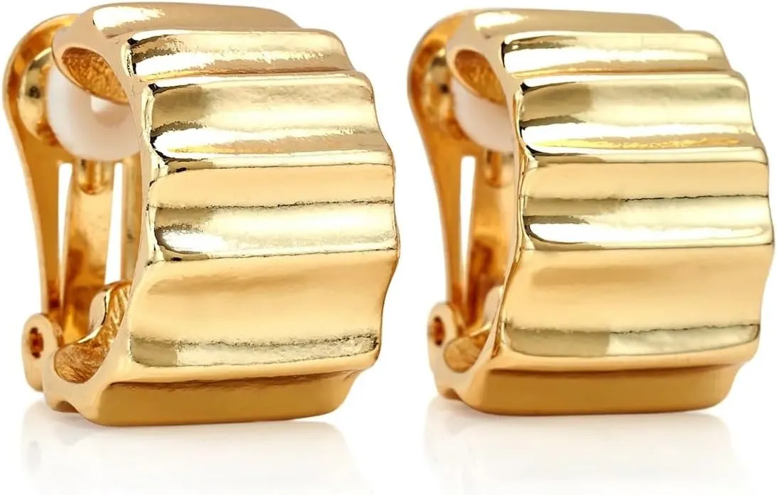 Kenneth Jay Lane Polished Gold Hoop Clip-On Earrings
