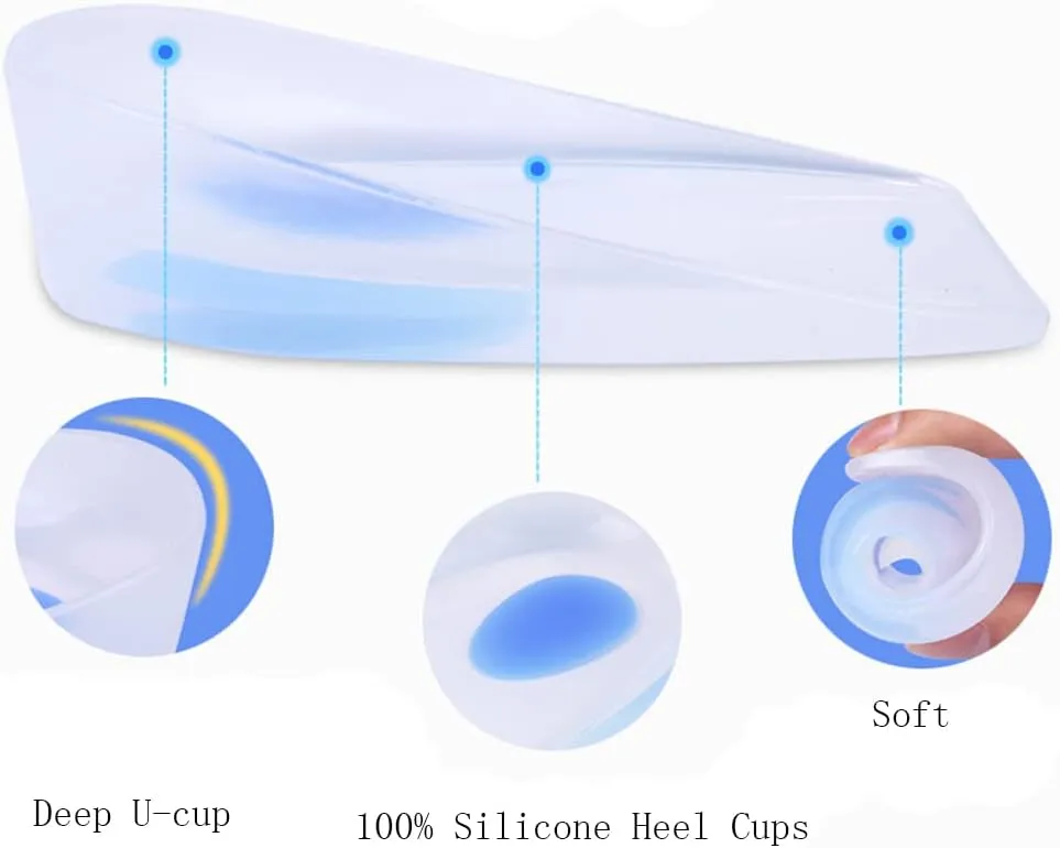 Kids Silicone Heel Cups-Shock Absorbing Heel Cups for Kid's with Sensitive Heels, Heel Spurs, Plantar Fasciitis, or Ankle Pain (S Little Kids 11.5-1.5)