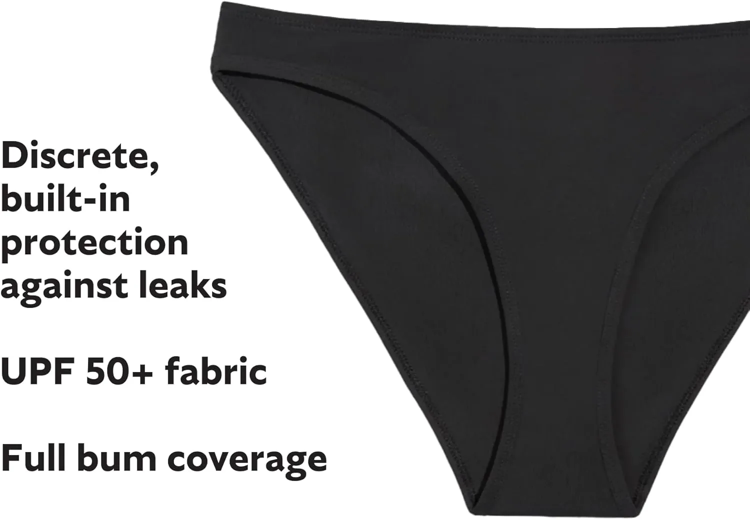 KNIX Kt Leakproof Teen Period Swim Bikini Bottom, UPF 50  Fabric, Machine Washable