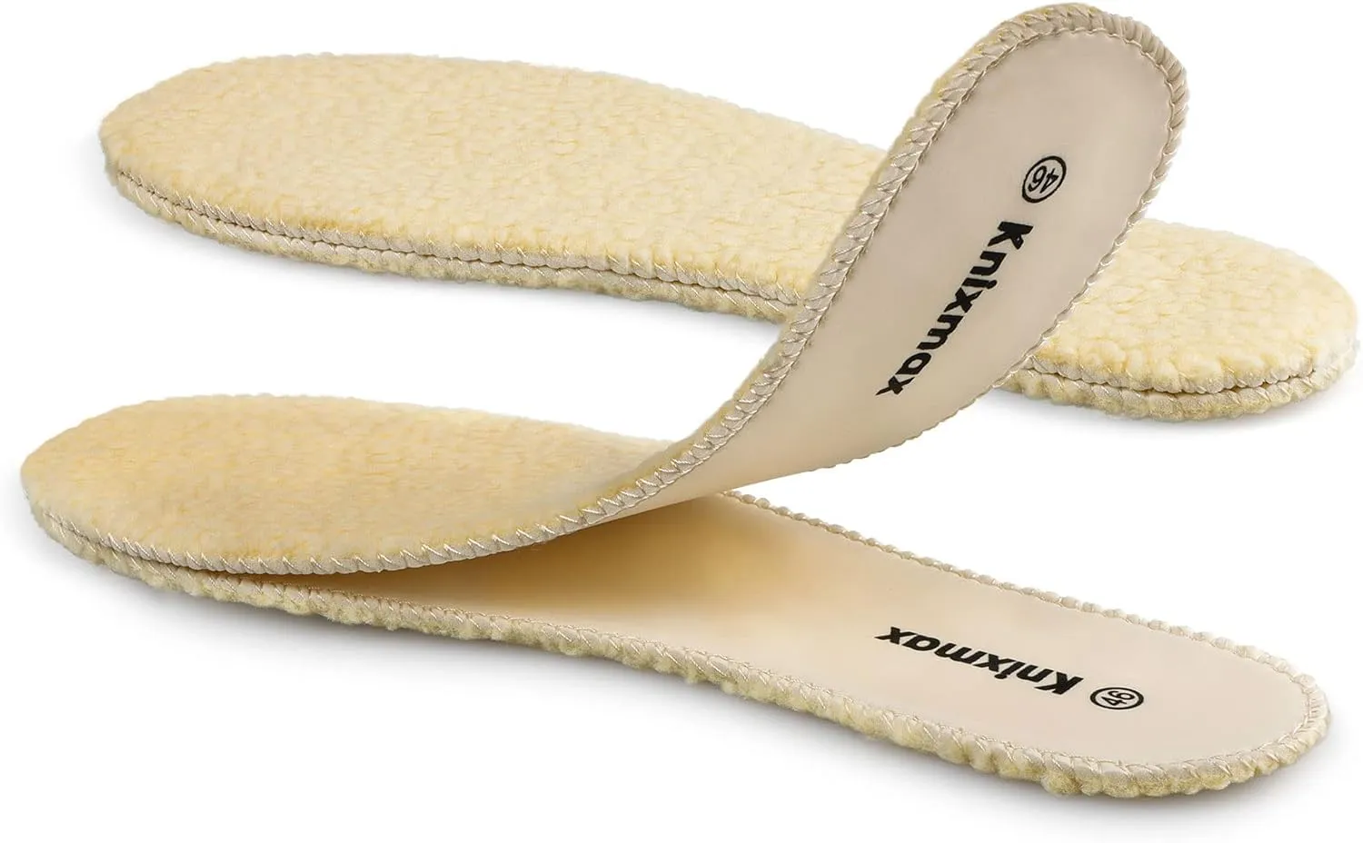 Knixmax 2 Pairs Feet Insoles Winter Warm Sheepskin Insole Thick Wool Insole Ultra-Soft