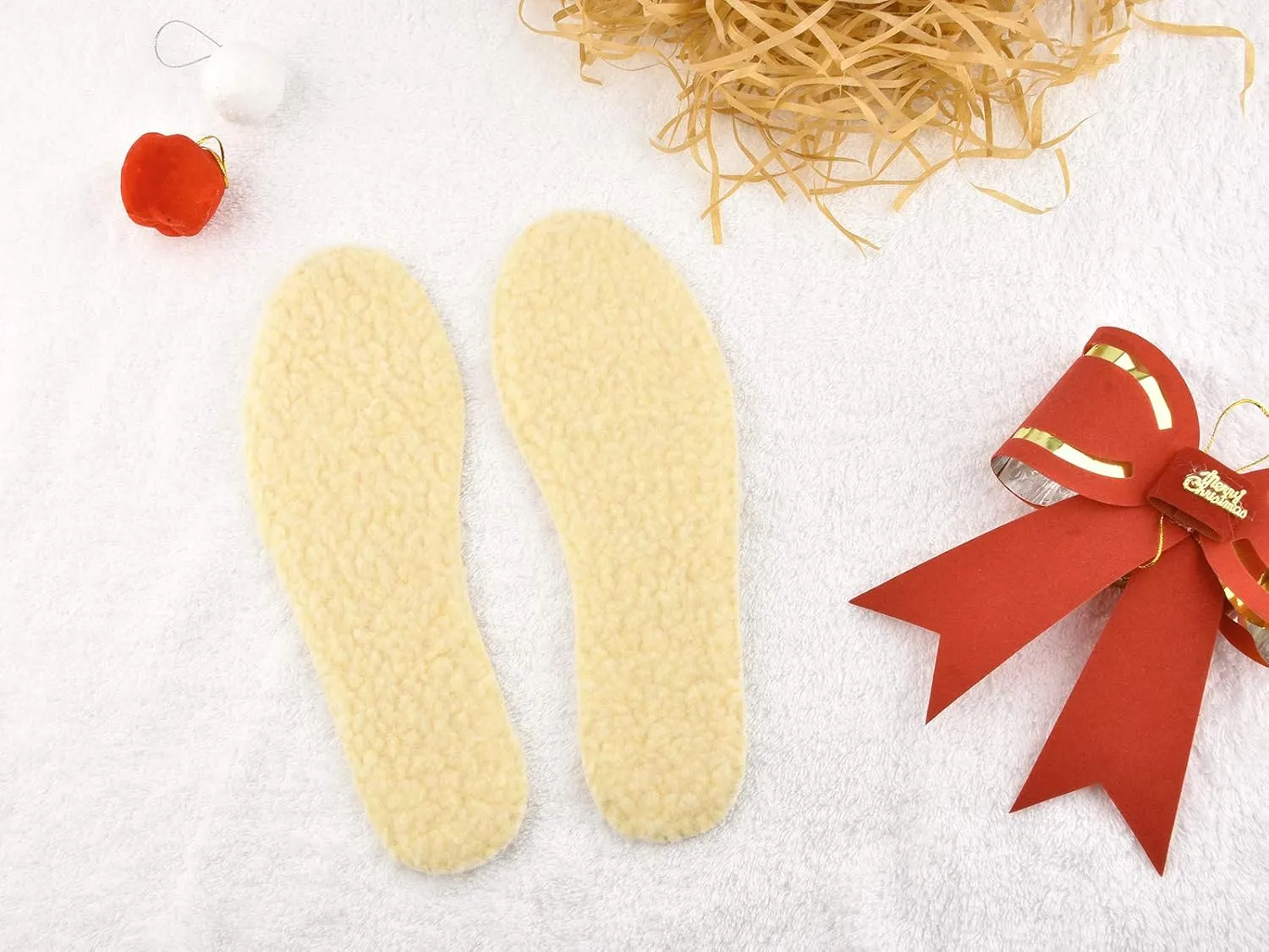 Knixmax 2 Pairs Feet Insoles Winter Warm Sheepskin Insole Thick Wool Insole Ultra-Soft