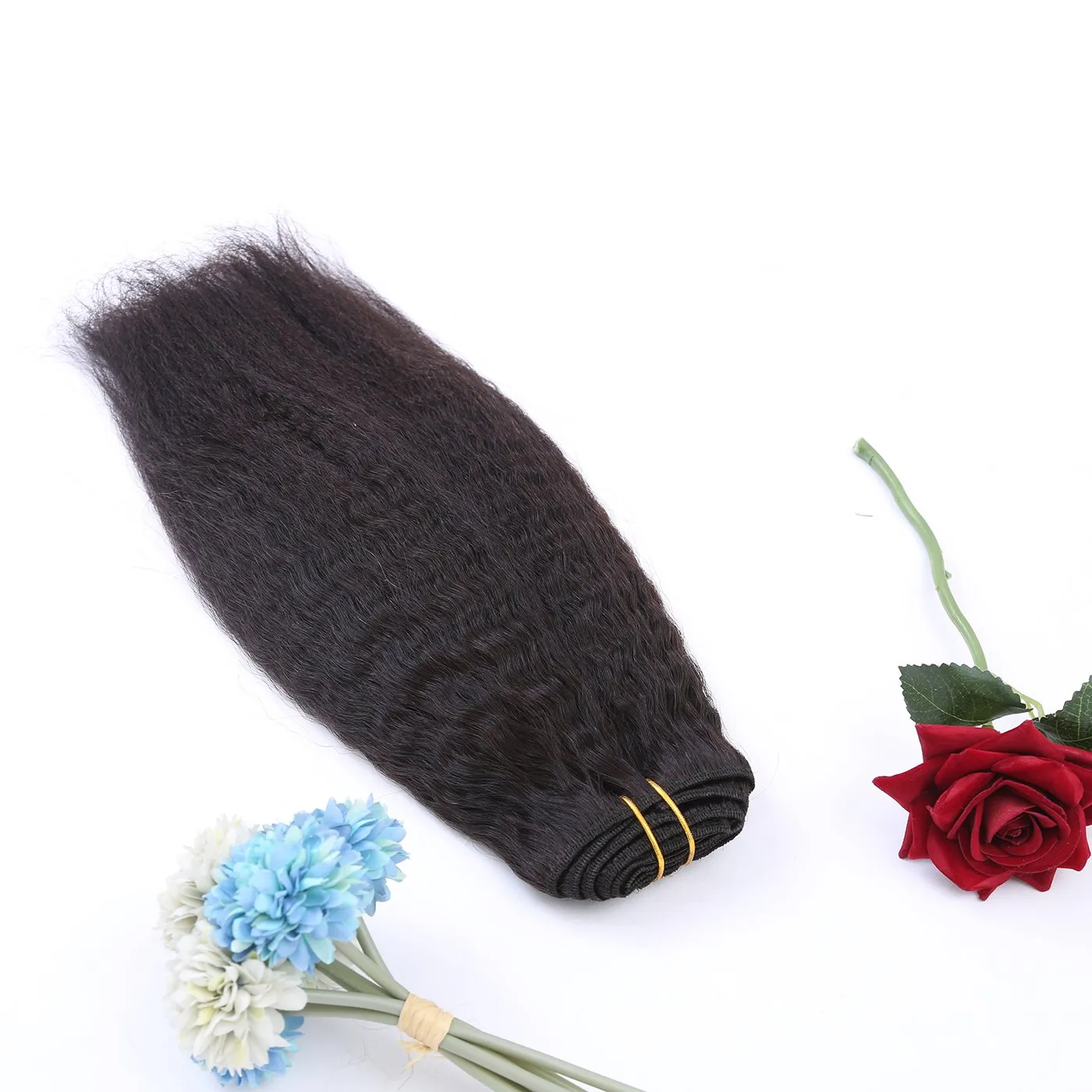 Lacerhair Kinky Straight Clip in Hair Extensions Human Hair Double Wefts Thick Real Remy Natural Hair For African American 7Pcs/lot 120Gram 10 inch, Natural Black #1B