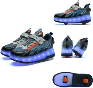 LED Light Up Kids Roller Skate Shoes with 2 Wheel, Sneakers for Boys Girls Birthday Thanksgiving Christmas Day