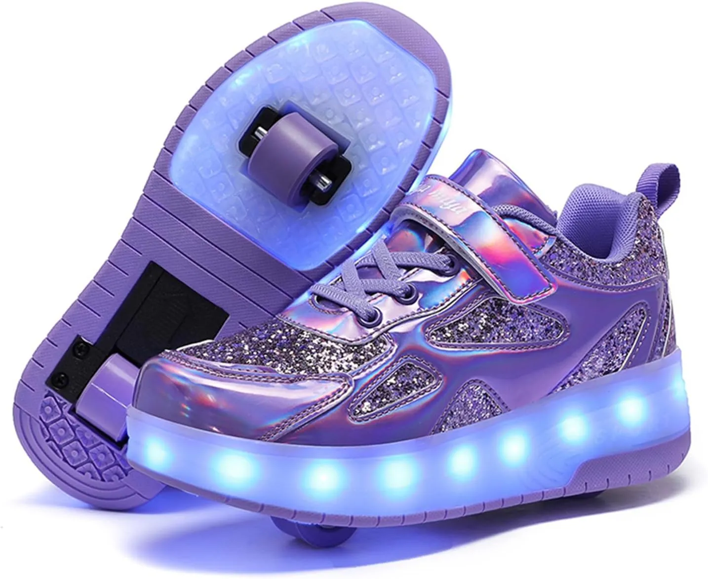 LED Roller Skate Shoes for Kids Boys Girls Light Up Roller Sneakers with Detachable Wheels Rechargeable Flashing Wheeled Shoes