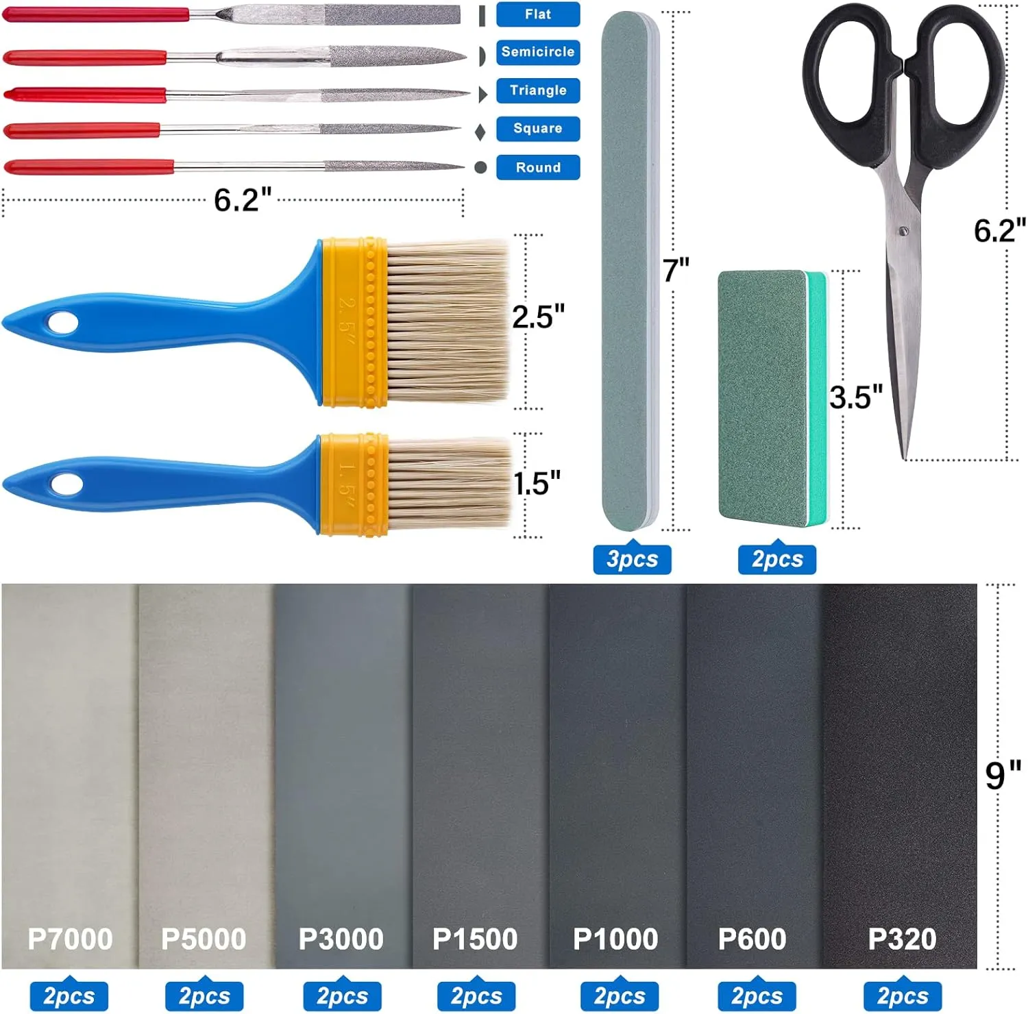 LET'S RESIN Polishing Kit,33Pcs Resin Supplies with Sandpaper,Resin File Kit,Polishing Strips&Blocks,Scissors,Wooden Brush,Cloth, Tools for Jewelry Making Supplies, Silicone Molds