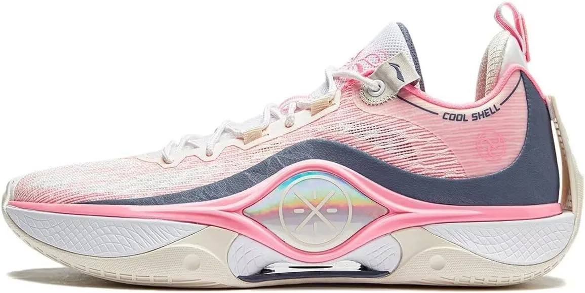 LI-NING Wade Shadow 5 V2 Men Basketball Shoes Cushion Wearable Lining Sport Shoes Fitness Sneakers Light Pink Dark Grey ABPU009-6H US 12