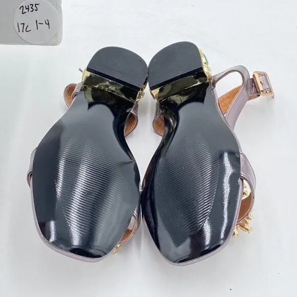 Light Purple Open Toe T Strap Crystal Chunky HeelsAnkle Strap Sandal Bridal Shoe