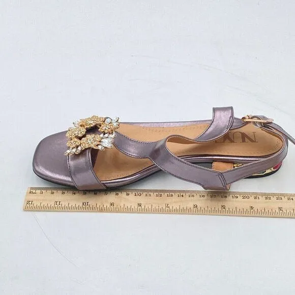 Light Purple Open Toe T Strap Crystal Chunky HeelsAnkle Strap Sandal Bridal Shoe