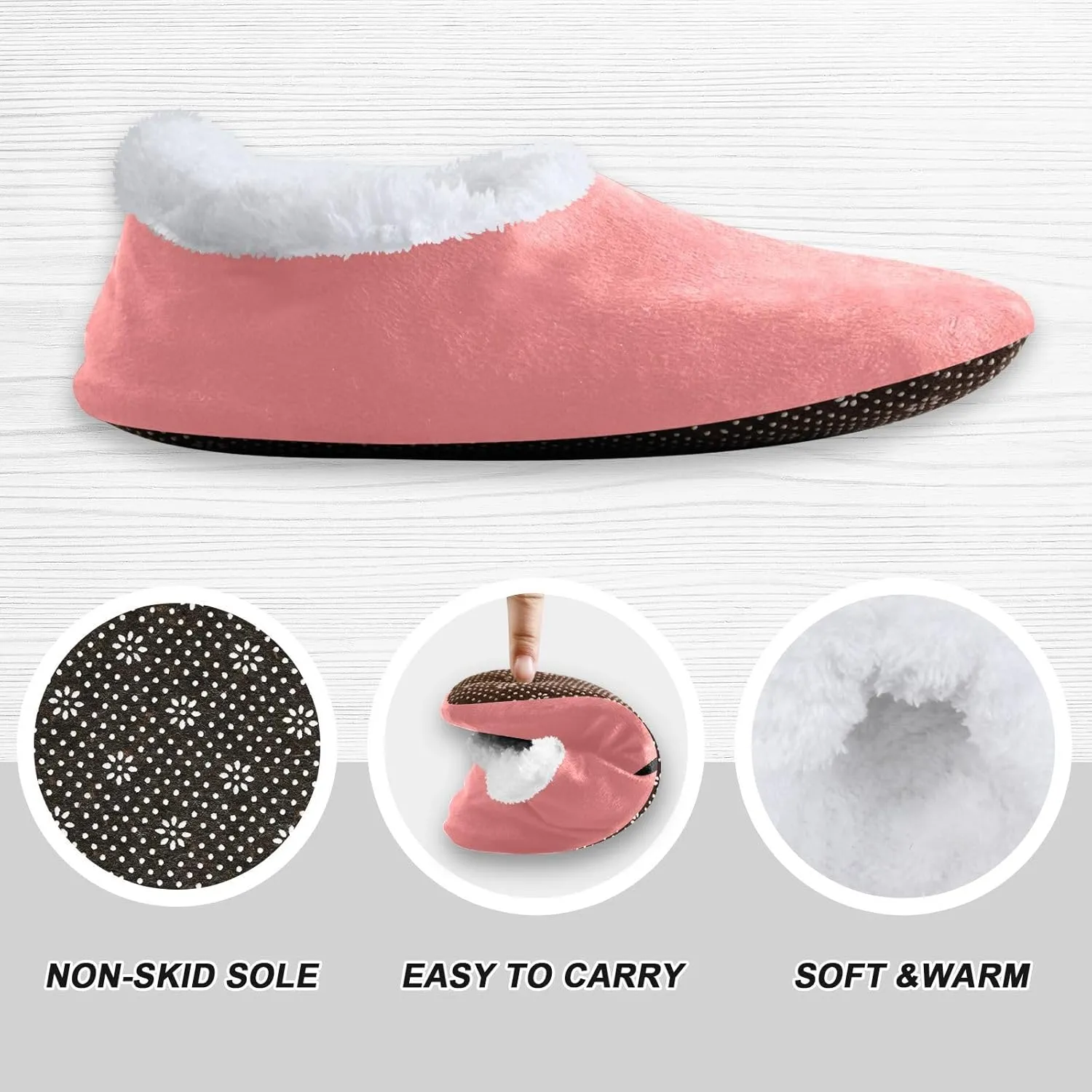 Light Salmon House Slippers Non-Slip Soft Comfortable Slippers for House