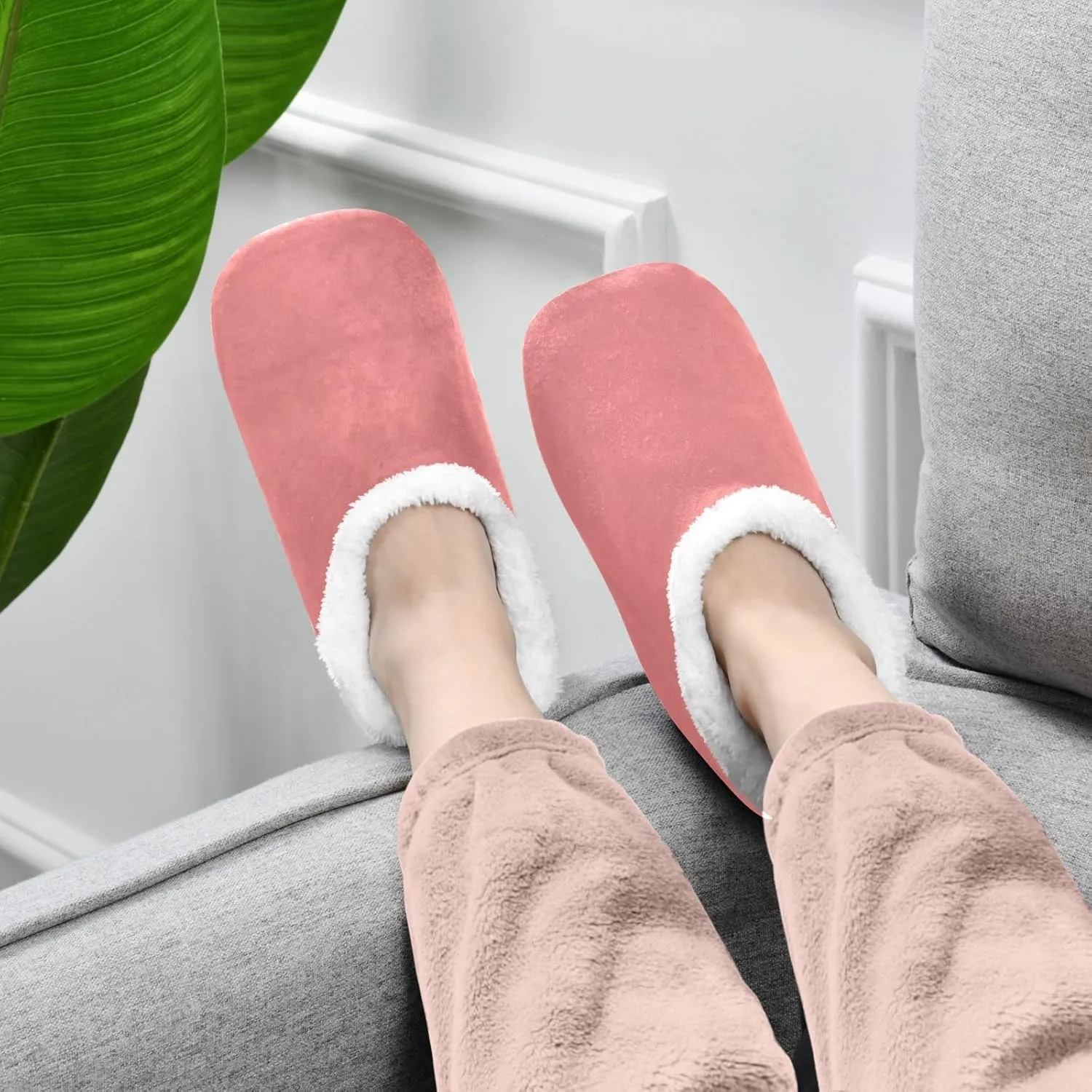 Light Salmon House Slippers Non-Slip Soft Comfortable Slippers for House