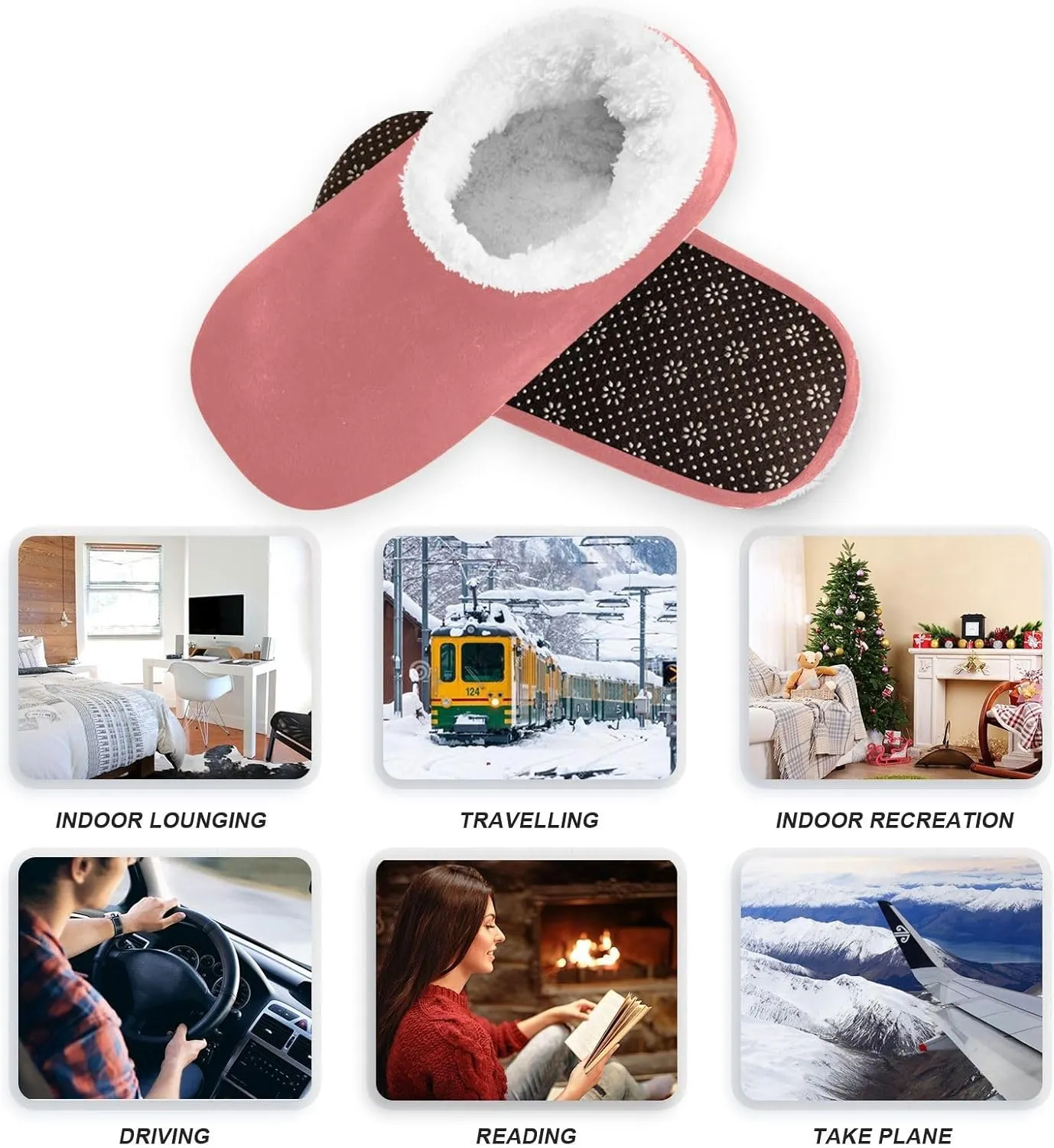 Light Salmon House Slippers Non-Slip Soft Comfortable Slippers for House