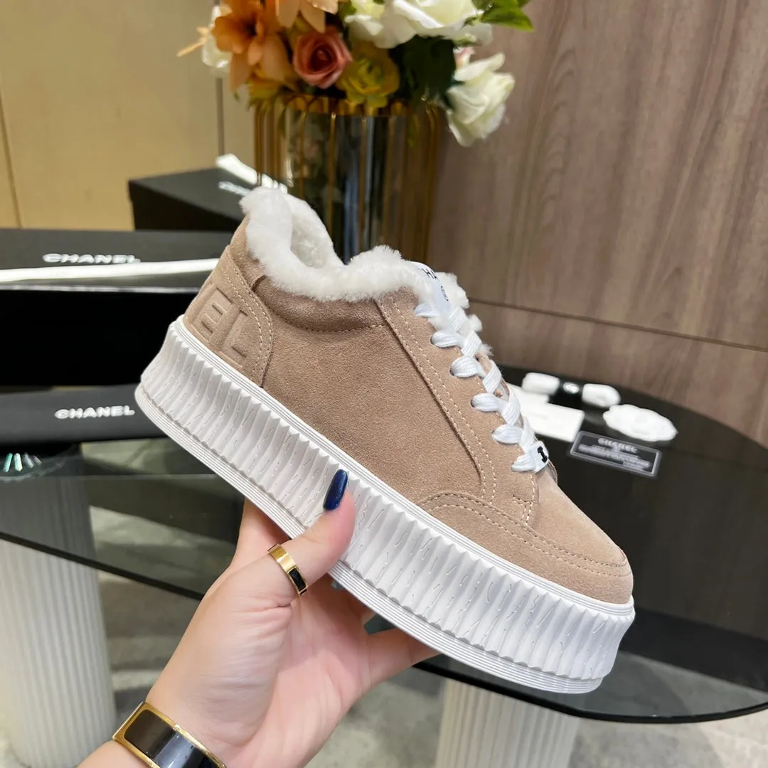 Lining 944566 Suede  Time-sensitive offer Light Sneaker With Brown Fairly priced CHANEL Fleece