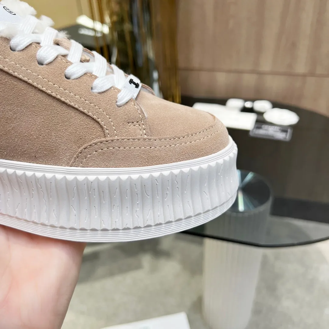 Lining 944566 Suede  Time-sensitive offer Light Sneaker With Brown Fairly priced CHANEL Fleece