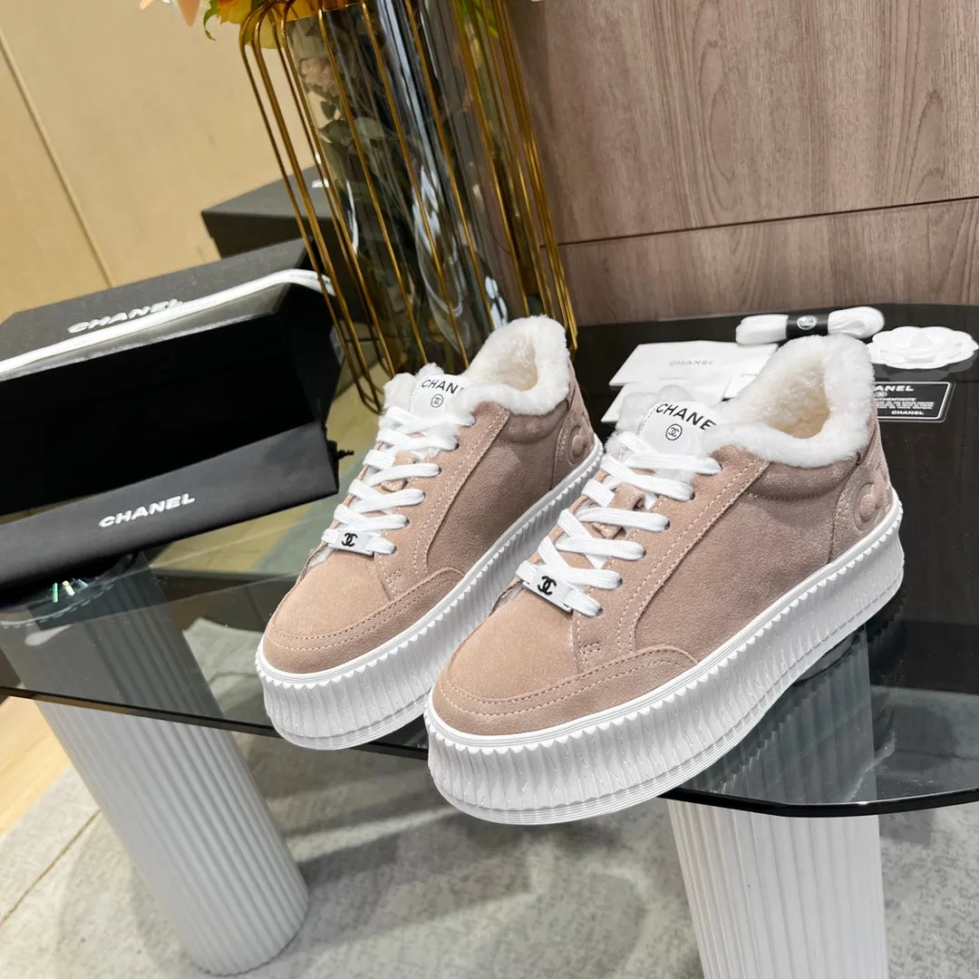 Lining 944566 Suede  Time-sensitive offer Light Sneaker With Brown Fairly priced CHANEL Fleece